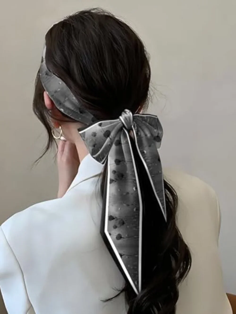 2 Pcs Satin Hair Scarf Silk Feeling Long Neck Tie Headband Handbag Decoration